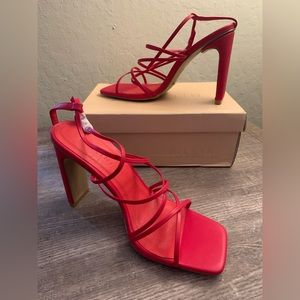 New! cherry red billini brand strappy heels
